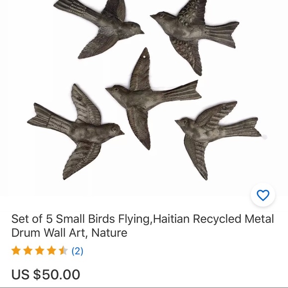 Set of 5 Birds Metal Art Home and Garden decor - Picture 2 of 5